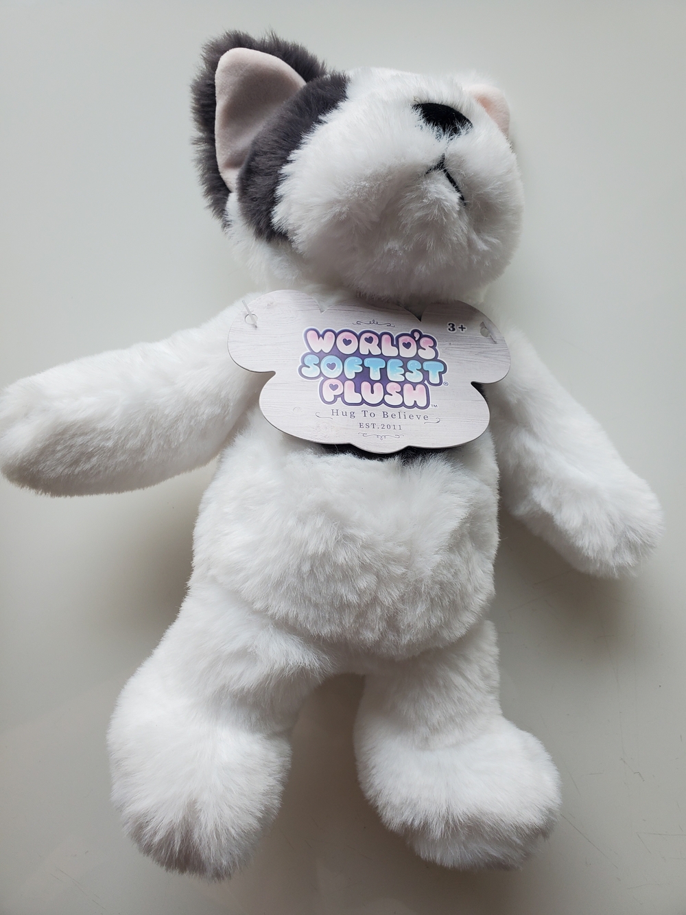 World's Softest Plush White & Gray Dog Stuffed Animal